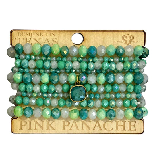 Green mix bead bracelet set