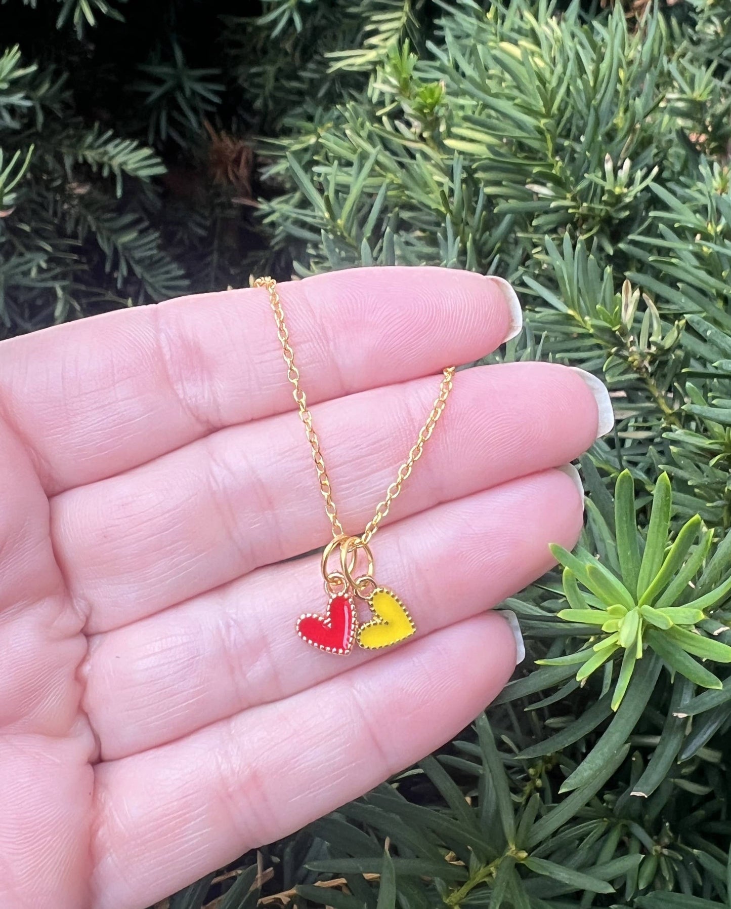 Red Yellow Chiefs Heart KC Charm Necklace Kansas City