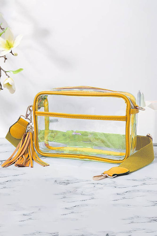 Clear PU Cross Body Camera Bag with tassel