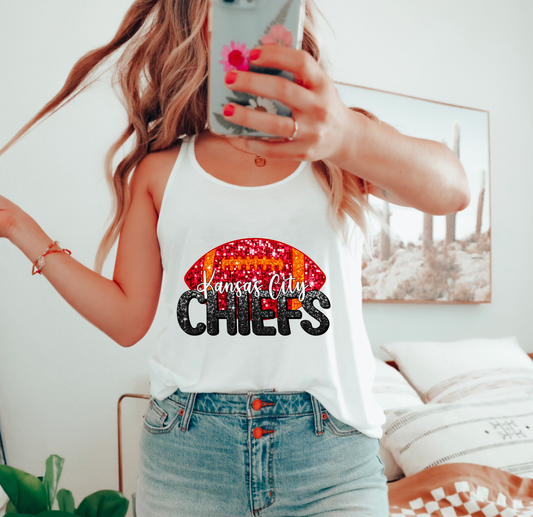 Faux Sequins Kansas City Chiefs Tank Top
