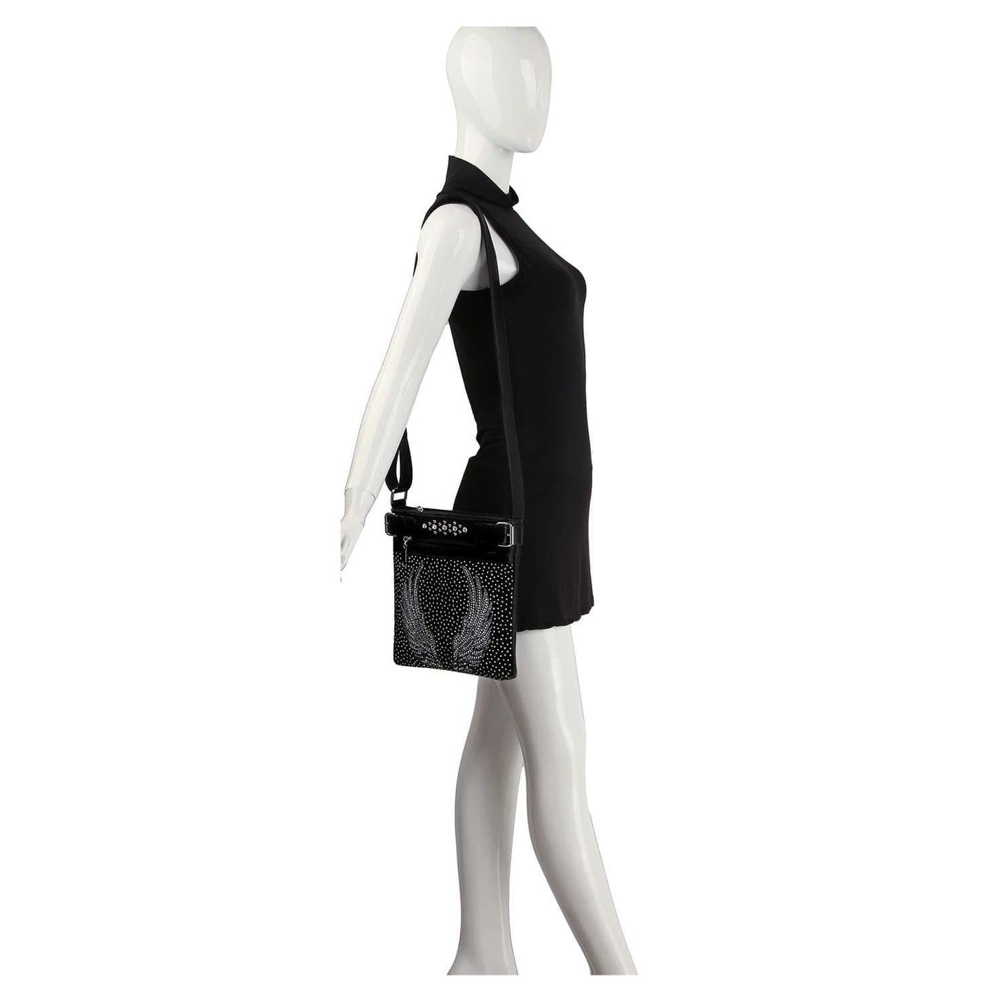 Wings Design Rhinestone Crossbody Sling