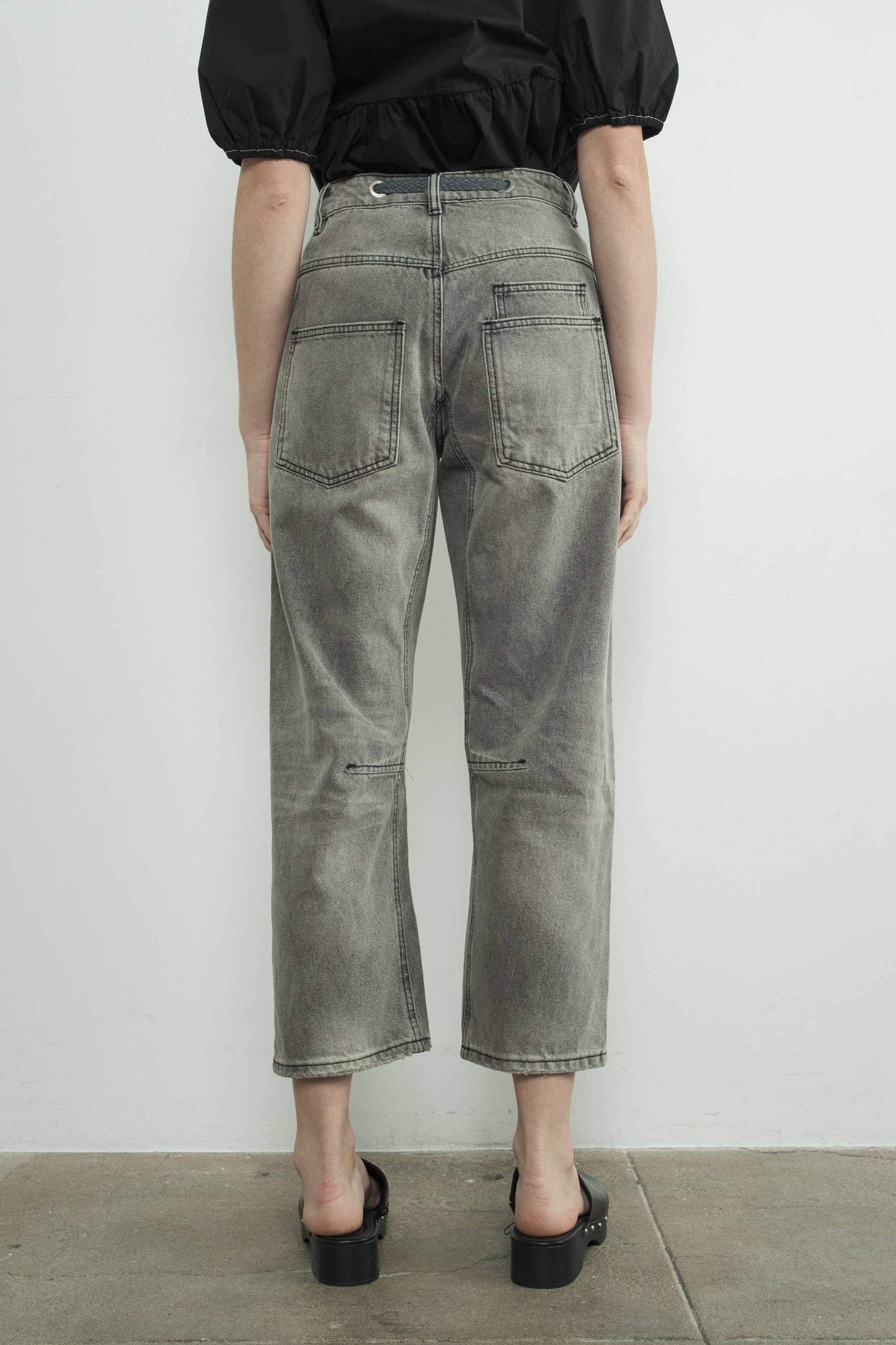 DENIM PANTS WITH EYELET WAIST