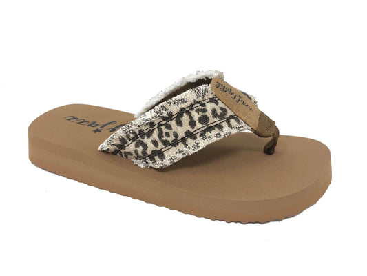 Very G Flip Flop with frayed fabric strap