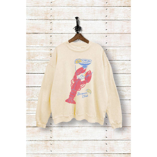 LOBSTER WITH A COCKTAIL MINERAL WASH SWEATSHIRT