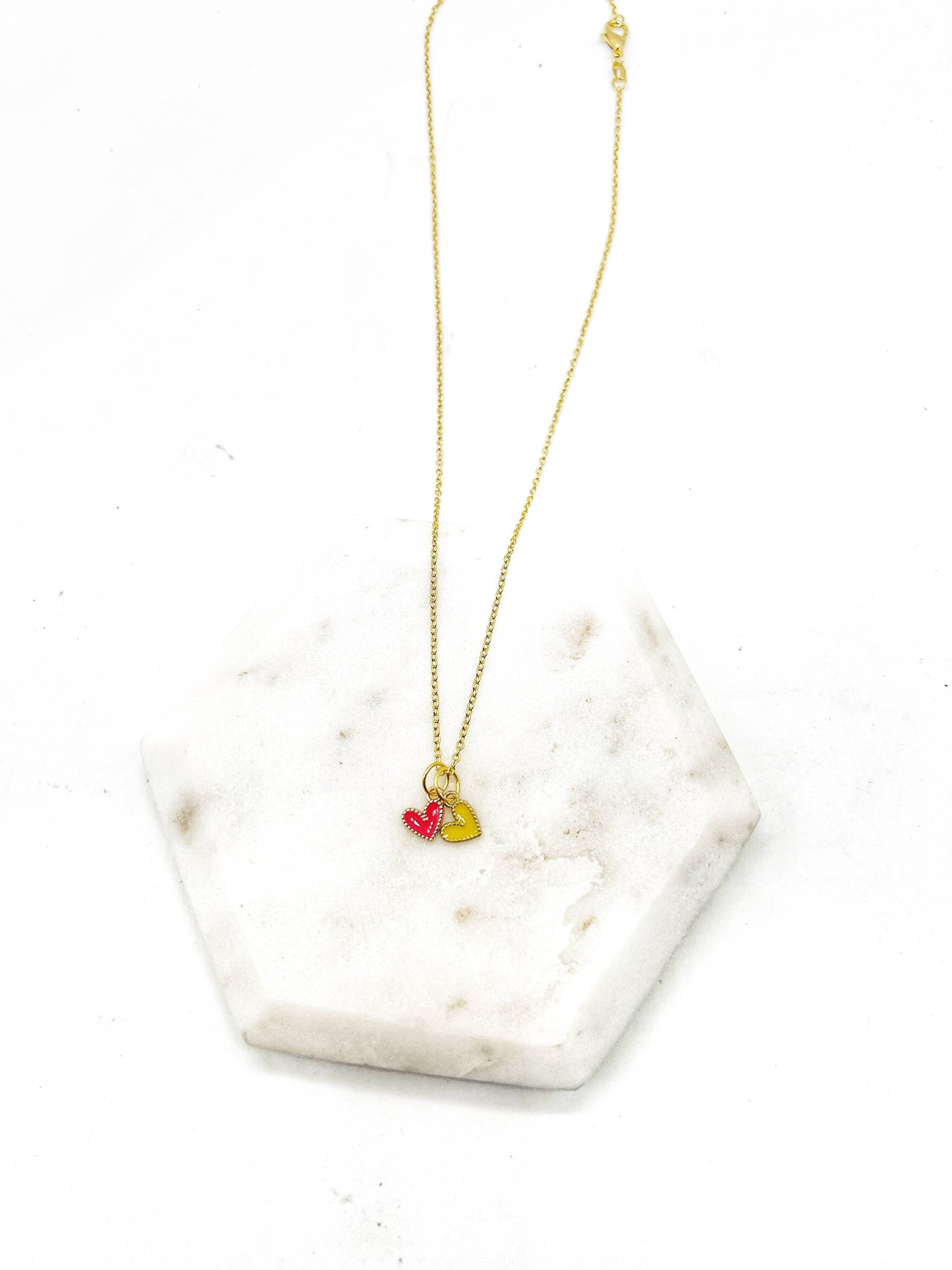 Red Yellow Chiefs Heart KC Charm Necklace Kansas City