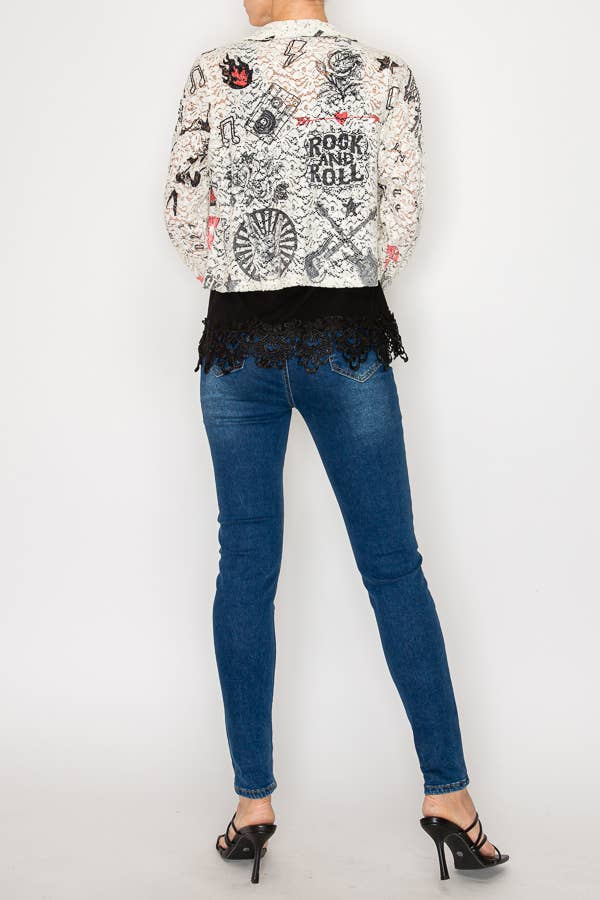 Cropped Sequin Embellished Button-Up Jacket