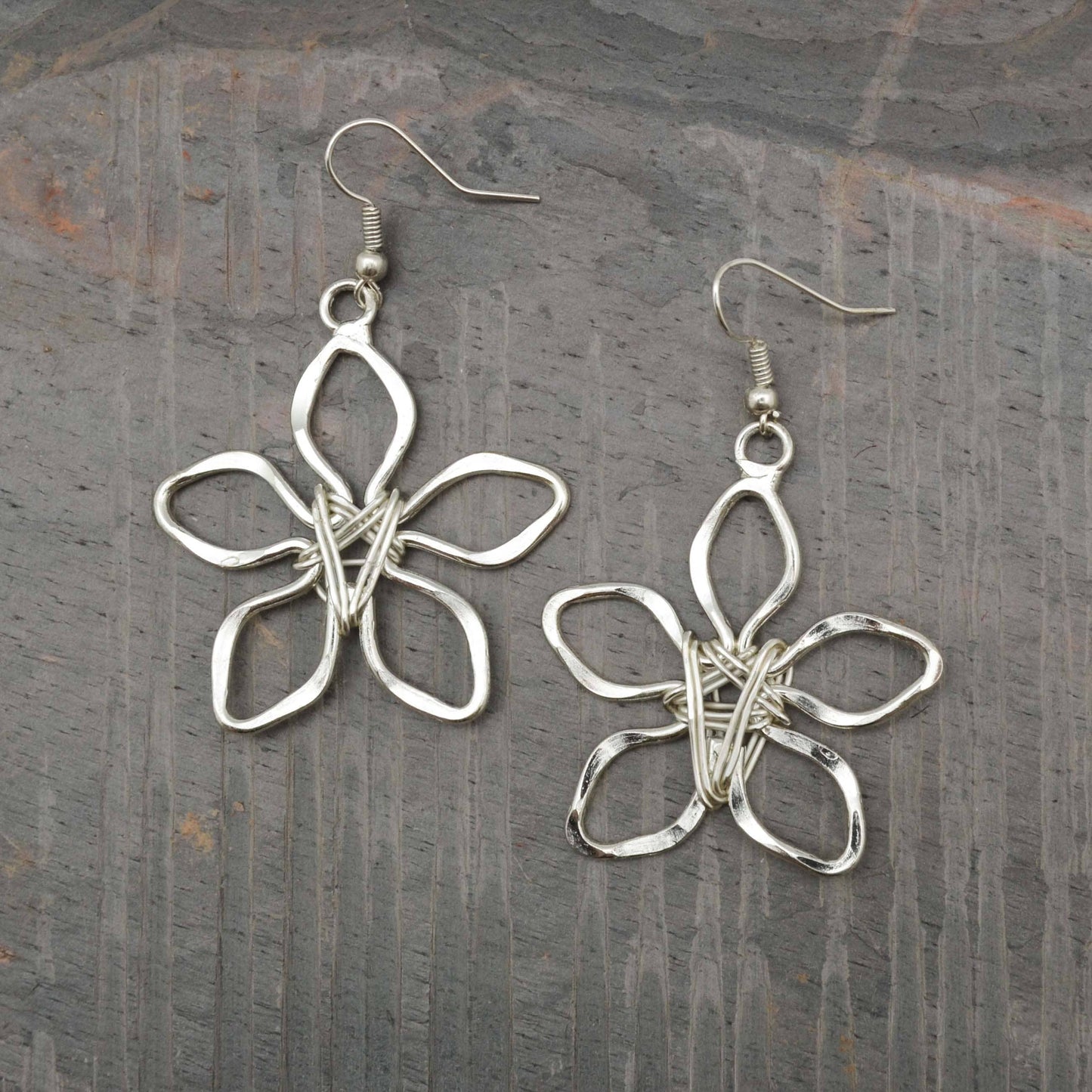 Silver Plated Earrings - Star Flower