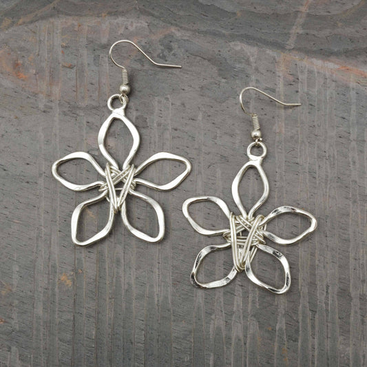 Silver Plated Earrings - Star Flower