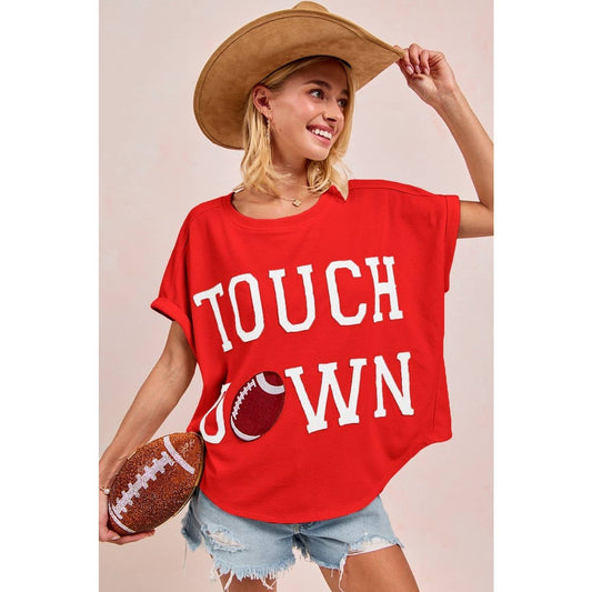 Gameday Touchdown Letter Patches Waffle Short Top