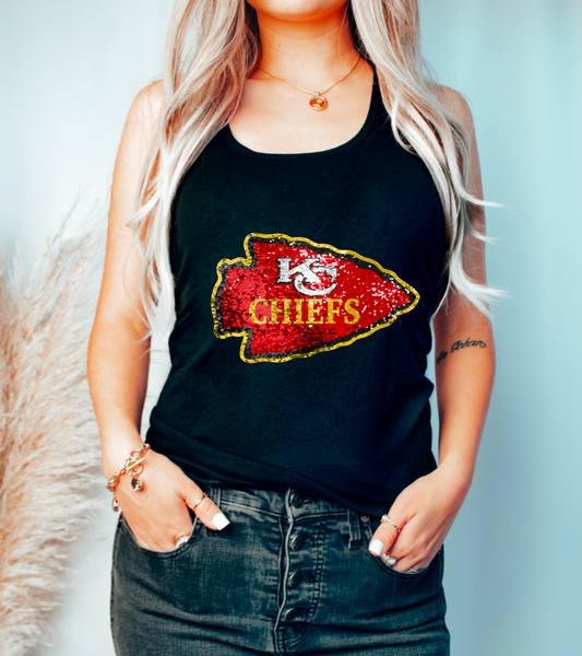 Faux Sequins Kansas City Chiefs Tank Top | Kansas City