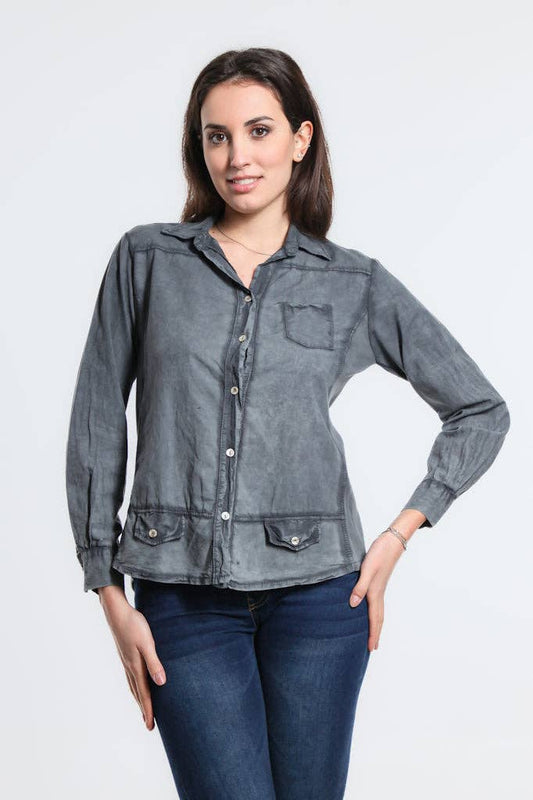 Ryder Button Front Tab Pocket Top