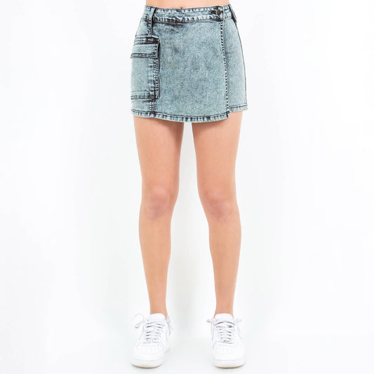 ACID WASH CARGO POCKET SKORT